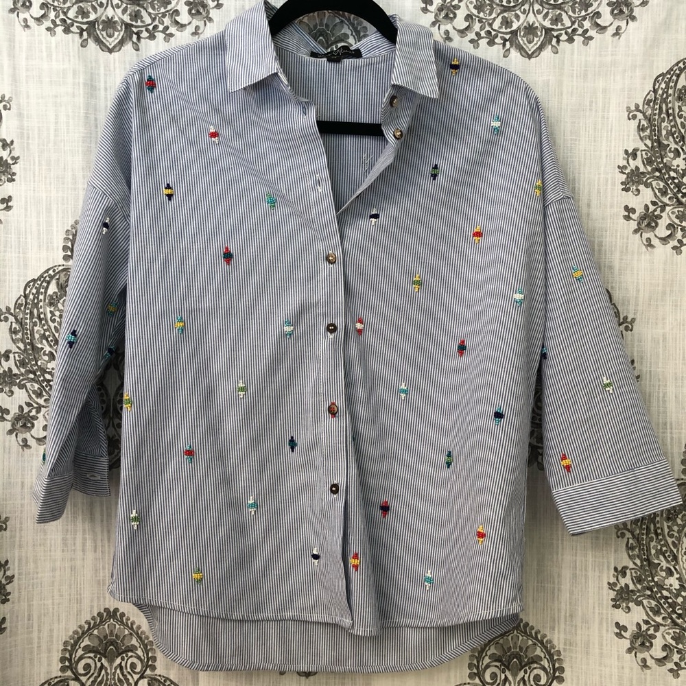 Beaded Button Down Shirt